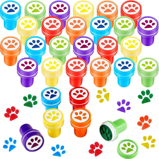 Dog Paw Print Stamp Self Inking Stamps Teacher Mini Stamps Colorful Stamp Party Favors Assorted Stamp Set for Classroom Party Educational Learning Activities(36 Pieces)