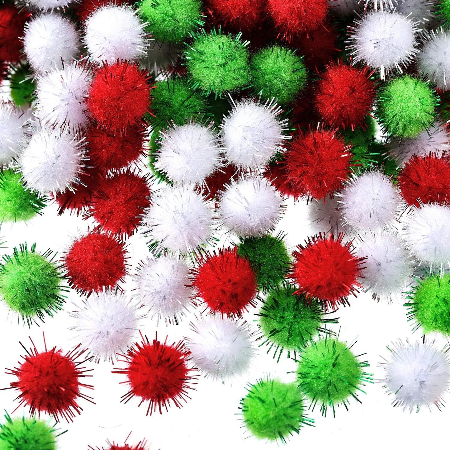 500 Pieces 0.5 Inch Sparkly Christmas Pompoms Dazzling Fluffy Pom Poms Balls Small Glitter Felt Pom Poms for Craft DIY Home Decorations Hobby Supplies