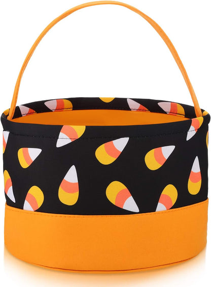 Halloween Trick or Treat Bags Halloween Candy Buckets Tote Bags Orange Black with Candy Corn Halloween Party Favor Bags for Halloween Supplies