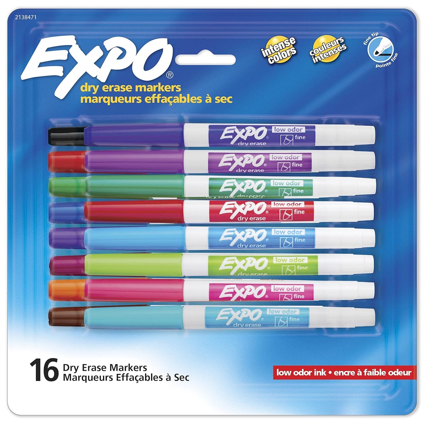 Dry Erase Markers, Whiteboard Markers with Low Odor Ink, Fine Tip, Assorted Vibrant Colors, 16 Count