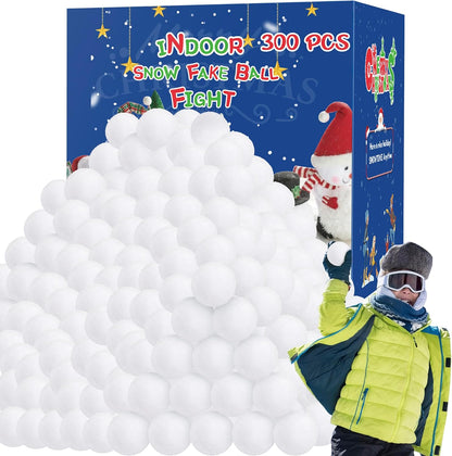 300 Pack Fake Snow Balls, Soft Artificial Snow Balls for Kids, Plush Indoor Snow Ball Fight Set for Multiplayer Outdoor Winter Parent-Child Throwing Game Home Christmas Party Decorations Present