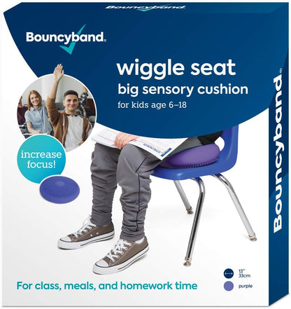 Bouncyband – Wiggle Seat – Purple, 13” D – Large Sensory Cushion for Kids Ages 6-18+ – Promotes Active Learning, Improves Student Productivity, Includes Easy-Inflation Pump