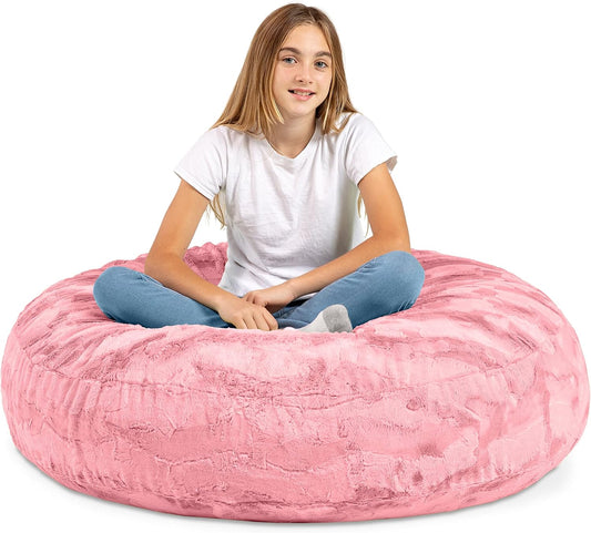 Cocoon 4 Foot Bean Bag Chair - Faux Fur, Rose Quartz