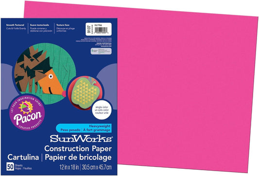 (Formerly ) Construction Paper, Hot Pink, 12" X 18", 50 Sheets