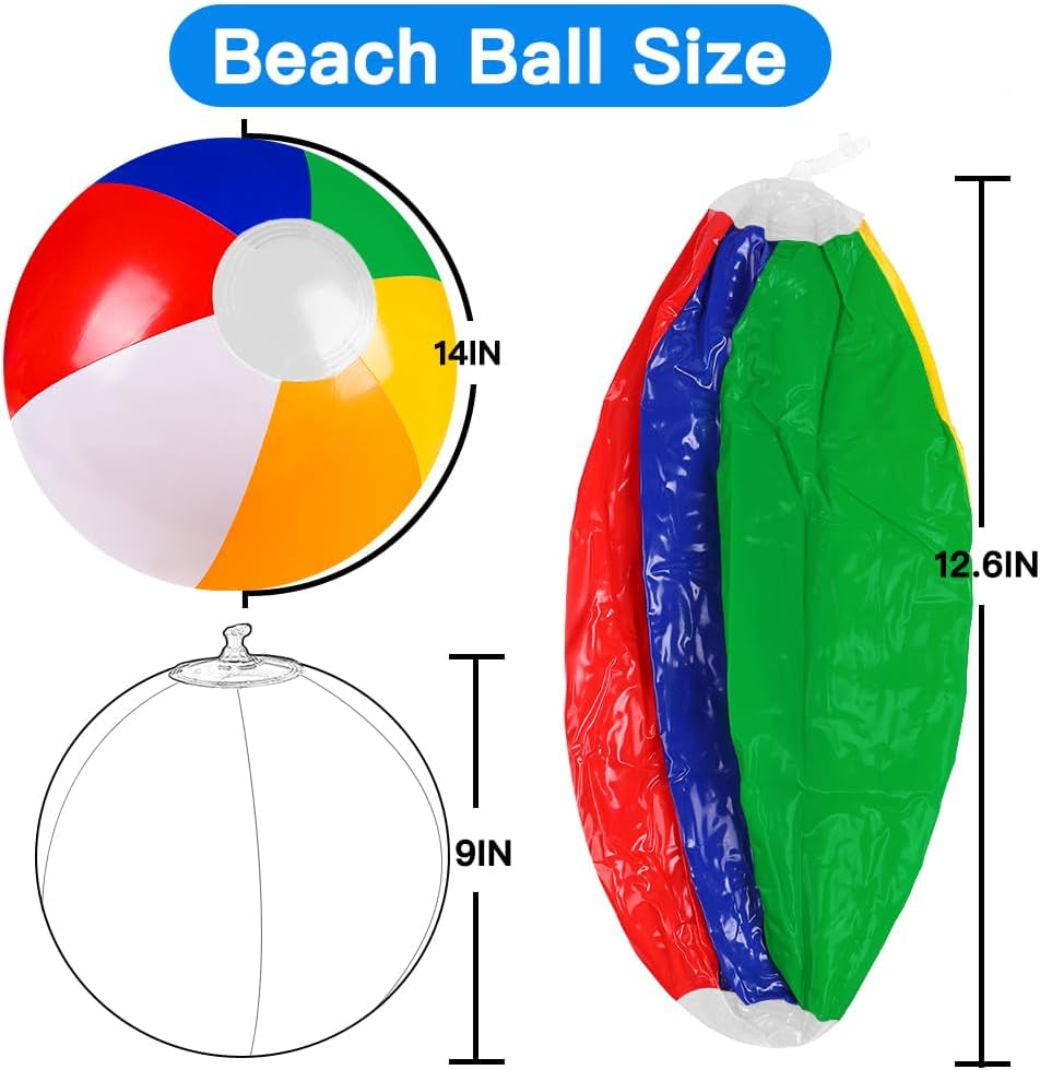 12"/20" Summer Inflatable Beach Balls Bulk Rainbow Swimming Pool Water Games Toys for Kids Summer Party Supplies Decorations