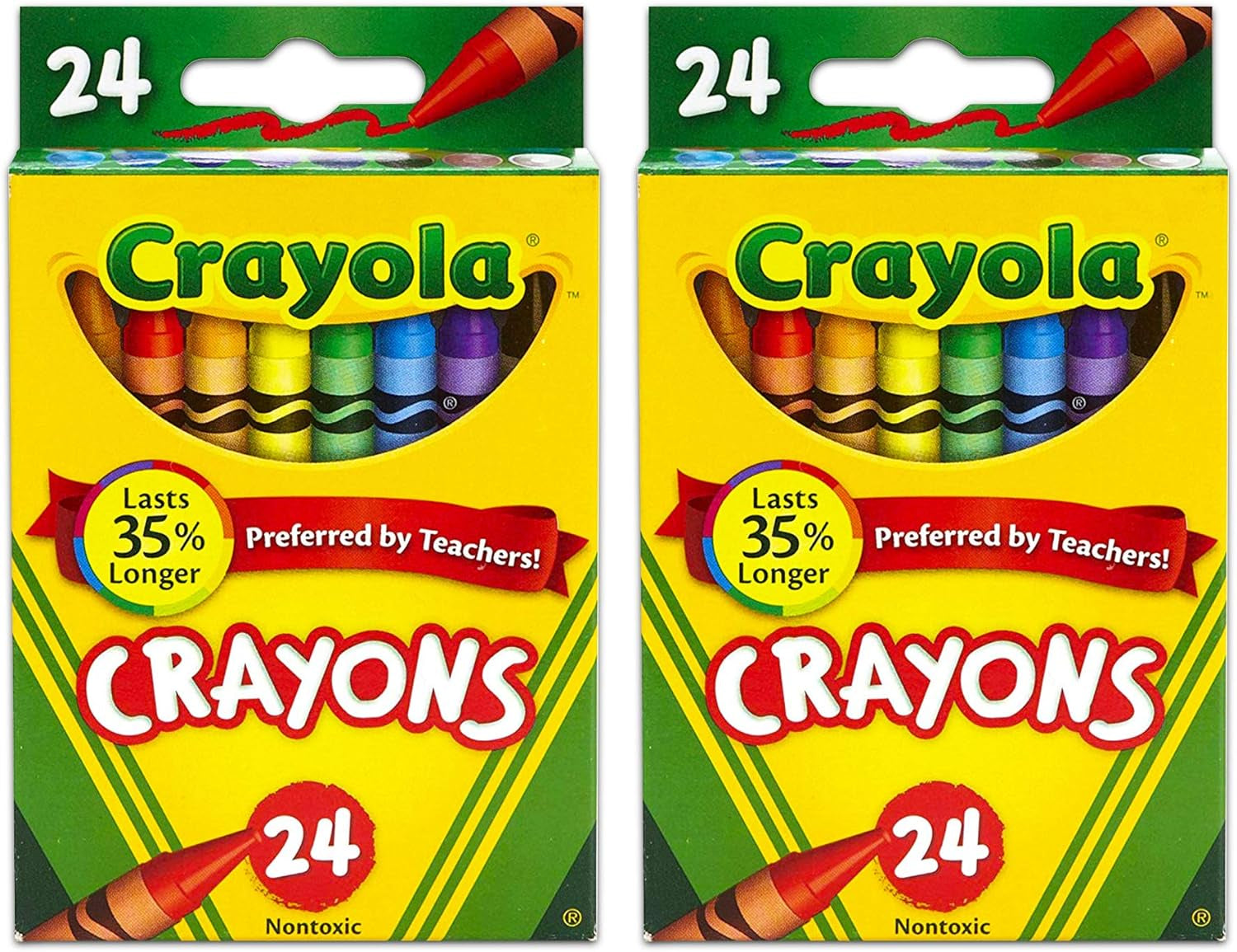 24 Count Box of Crayons Non-Toxic Color Coloring School Supplies (2 Packs)