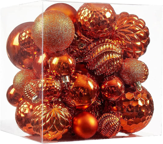 Christmas Balls Ornaments -36Pcs Shatterproof Christmas Tree Decorations with Hanging Loop for Xmas Tree Wedding Holiday Party Home Decor,6 Styles in 3 Sizes(Orange)