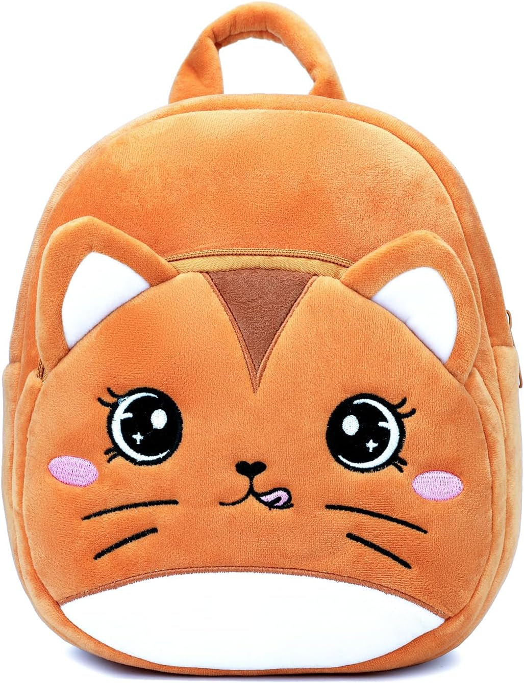 Toddler Backpack for Boys and Girls, Cute Soft Plush Animal Cartoon Mini Backpack Little for Kids 2-6 Years (Cat Brown)