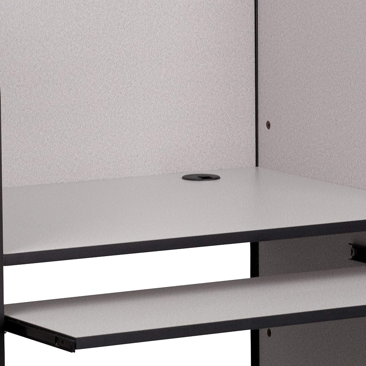 Kevin Starter Study Carrel with Thermal Fused Surface and Panels and Wire Management Grommets in Nebula Grey Finish