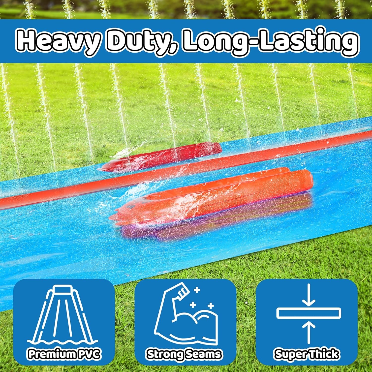 40 FT Huge Slip Splash and Slide for Adults and Children,Heavy Duty Long Tarp for Slip Splash and Slide,Extra Long Slip Splash and Slide,Big Lawn Water Slide,Backyard Waterslide,Outdoor Toys