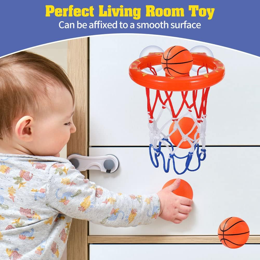 Bath Toys - Bathtub Basketball Hoop for Kids Toddlers,Bath Toys Shower Toys for Kids Ages 4-8,Suction Cup Basketball Hoop & 4 Soft Balls Set for Boys Girls,Mold Free No Mold Bath Toys for Toddlers