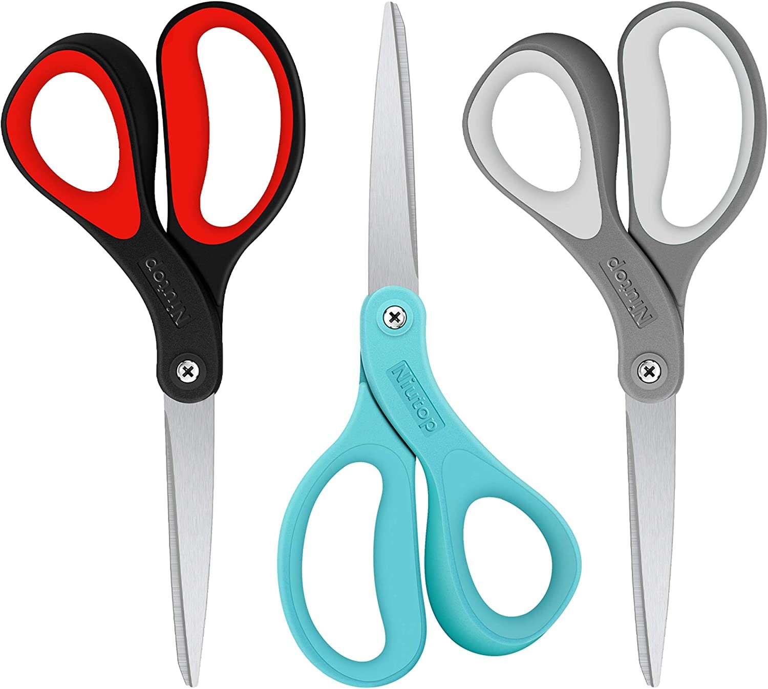 Scissors,  8" All Purpose Scissors Heavy Duty Ergonomic Comfort Grip Craft Shears Sharp Scissors for Office Home Household Sewing High/Middle School Students Teacher Art Craft DIY Supplies