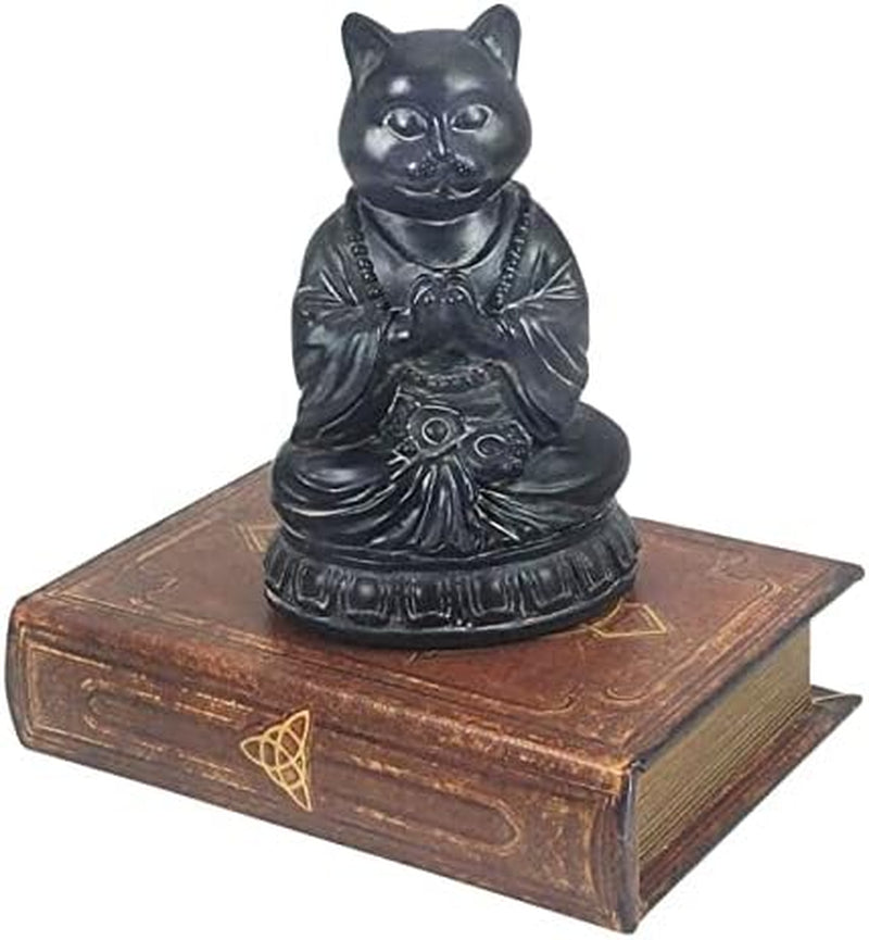 Cat Statue Kitten Cute Pet Yoga Zen Pose Dhyana Mudra Buddha Sculptures Collectible Vintage Figurines 6 Inch