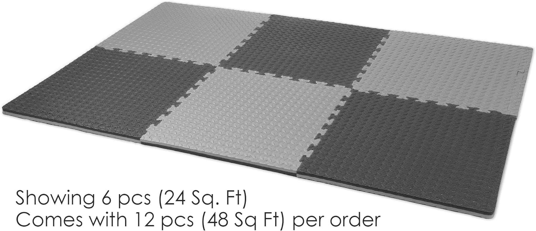 1" Extra Thick Interlocking Home Gym Foam Floor Mat Reversible Tiles (24" X 24") | 12 Pieces, 48 Square Feet | Protective Flooring for Work Out Exercise