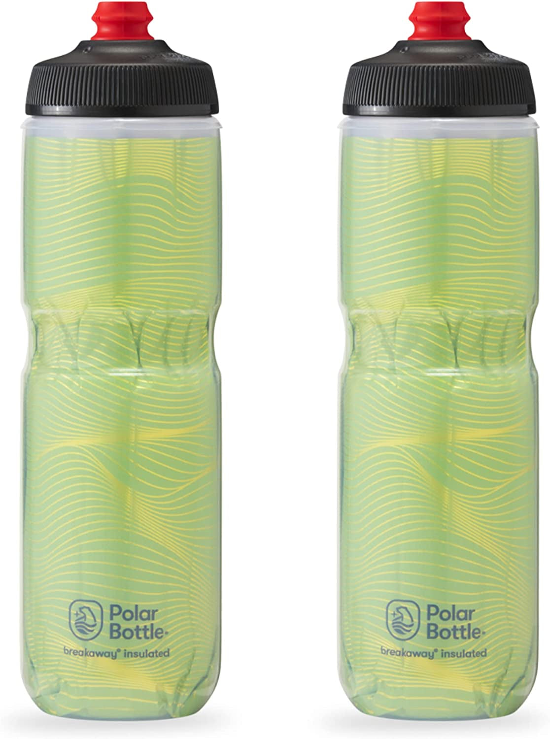 Breakaway Insulated Water Bottle - BPA Free, Cycling & Sports Squeeze Bottle (Bolt - Charcoal, 20 Oz) - 2 Pack