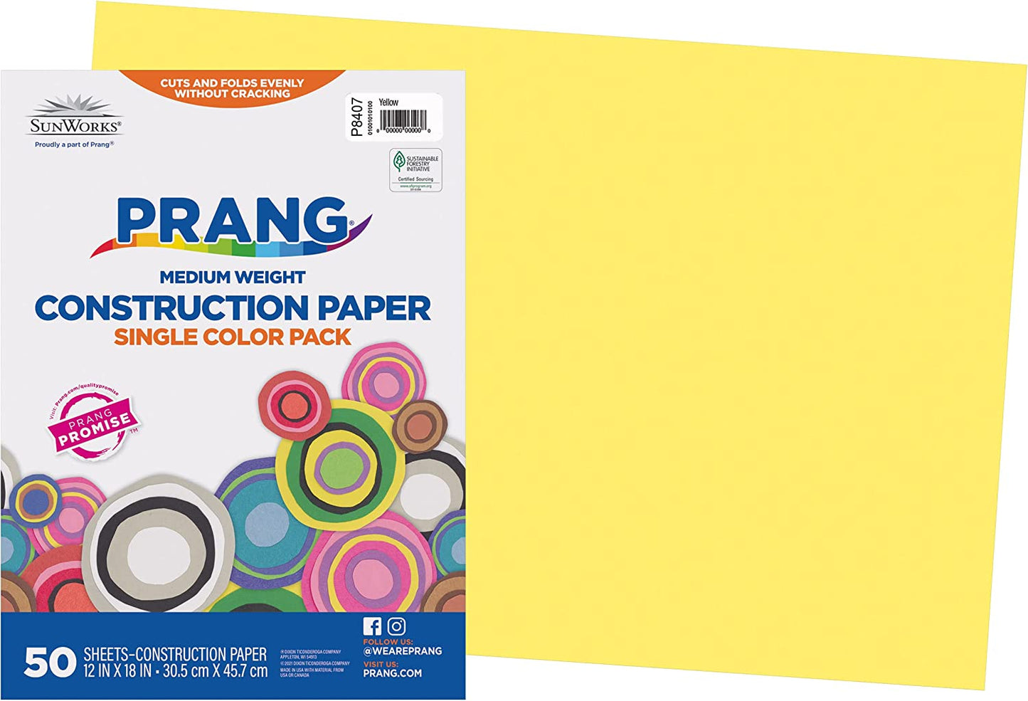 (Formerly ) Construction Paper, Yellow, 12" X 18", 50 Sheets