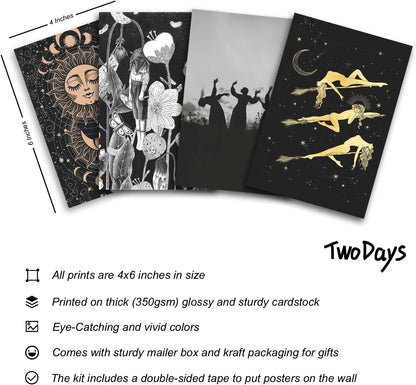 Witchy Room Decor Aesthetic, Witch Decor, Withy Aesthetic Wall Collage Kit, 50Pcs Witchy Posters for Room, Gothic Decor, Wiccan Decor, Pagan Decor (Set of 50, 4" × 6")