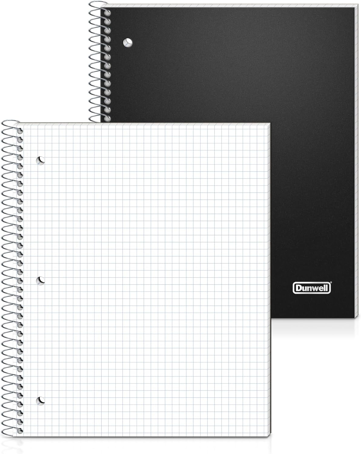 Graph Ruled Notebook, Black Plastic Cover, 100 Sheets 4X4 Graphing Paper, 8.5X11 Graph Paper Spiral Notebook, 1/4" Square Grid Notebook, Poly Pocket, Graph Notebook, Engineering Notebook