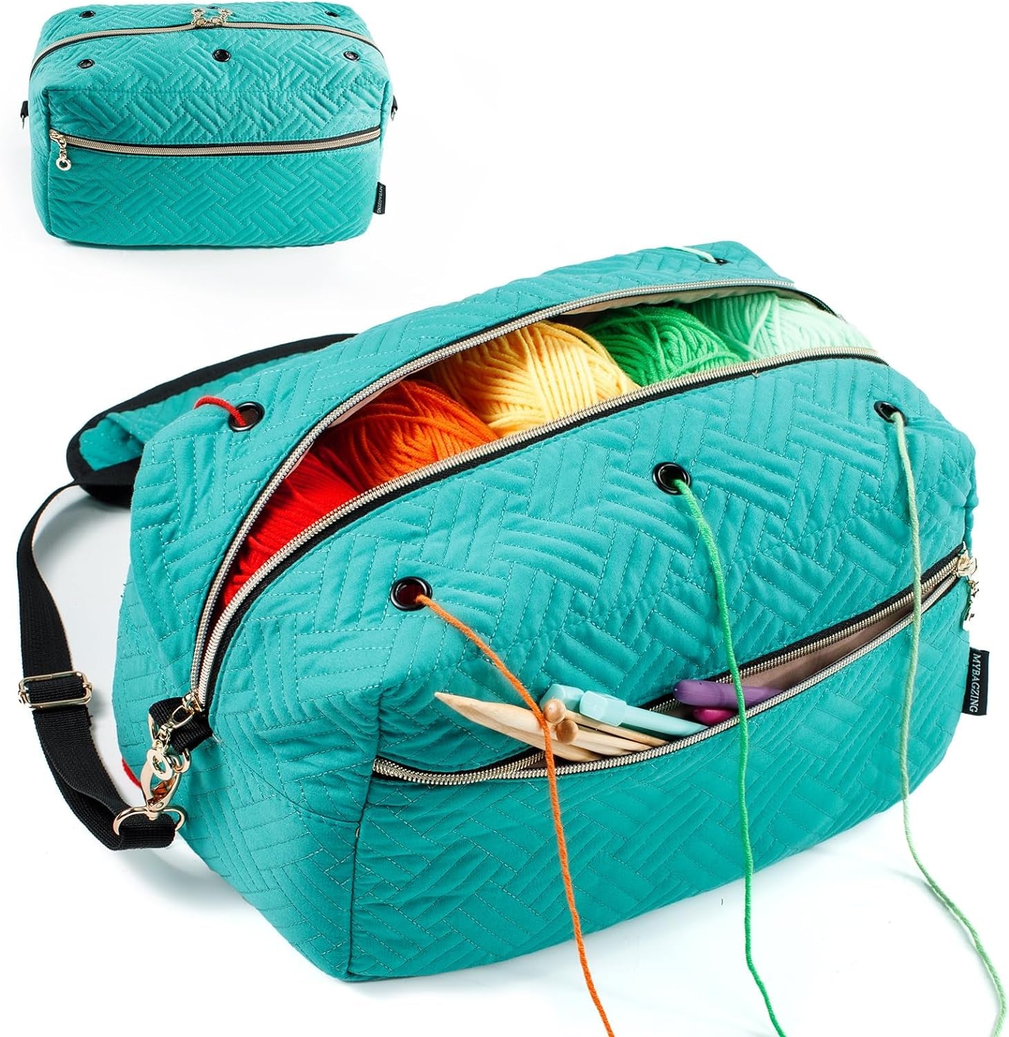 Crochet Bag Organizer - Knitting Bag - Yarn Storage Organizer - Yarn Bag for Crocheting - Yarn Holder for Crochet Accessories, Knitting Needles, Crochet Hooks, Crocheting & Knitting Gifts