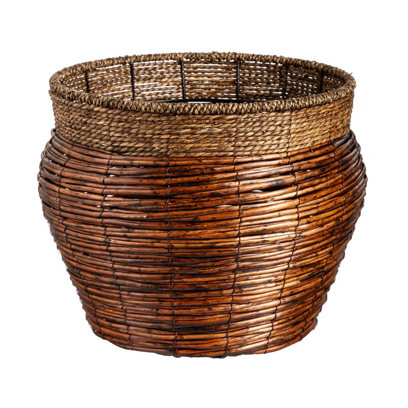 Aalam Reed Woven Nested round Planters, 3 Pieces