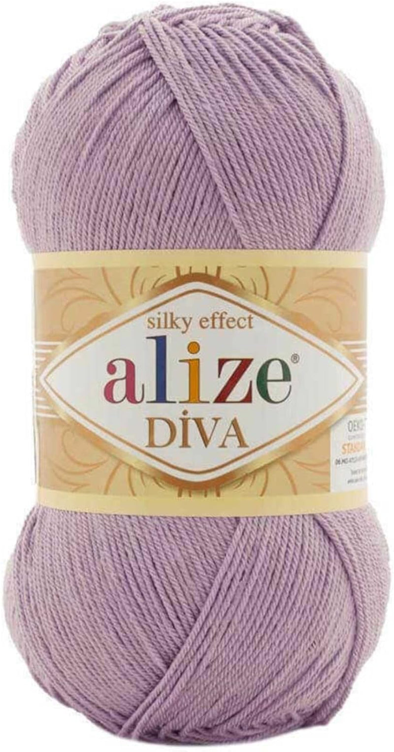 Diva Silk Effect 100% Microfiber Acrylic Yarn 1 Ball Skeins 100Gr 383Yds Color (361 - Navy)