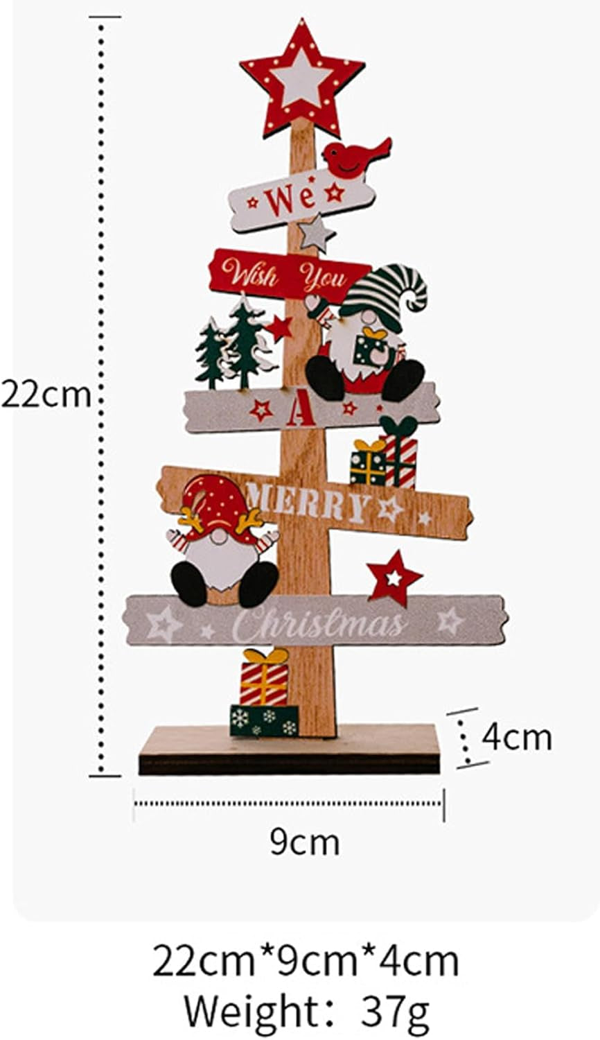 Christmas Tree Snowman Decorations for Home, Tabletop, Wooden Xmas Ornaments for Office Party Tiered Tray Desk Decor (We Wish You a Merry Christmas)