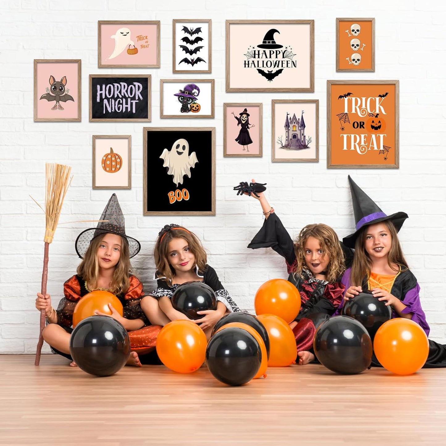 Halloween Wall Art– 12 Pcs Halloween Room Decor– Gothic Wall Decor Skeleton Posters Halloween Art Prints for Halloween Gallery Wall for Parties, Girls-Home Living Room Bedroom Decor (UNFRAMED)