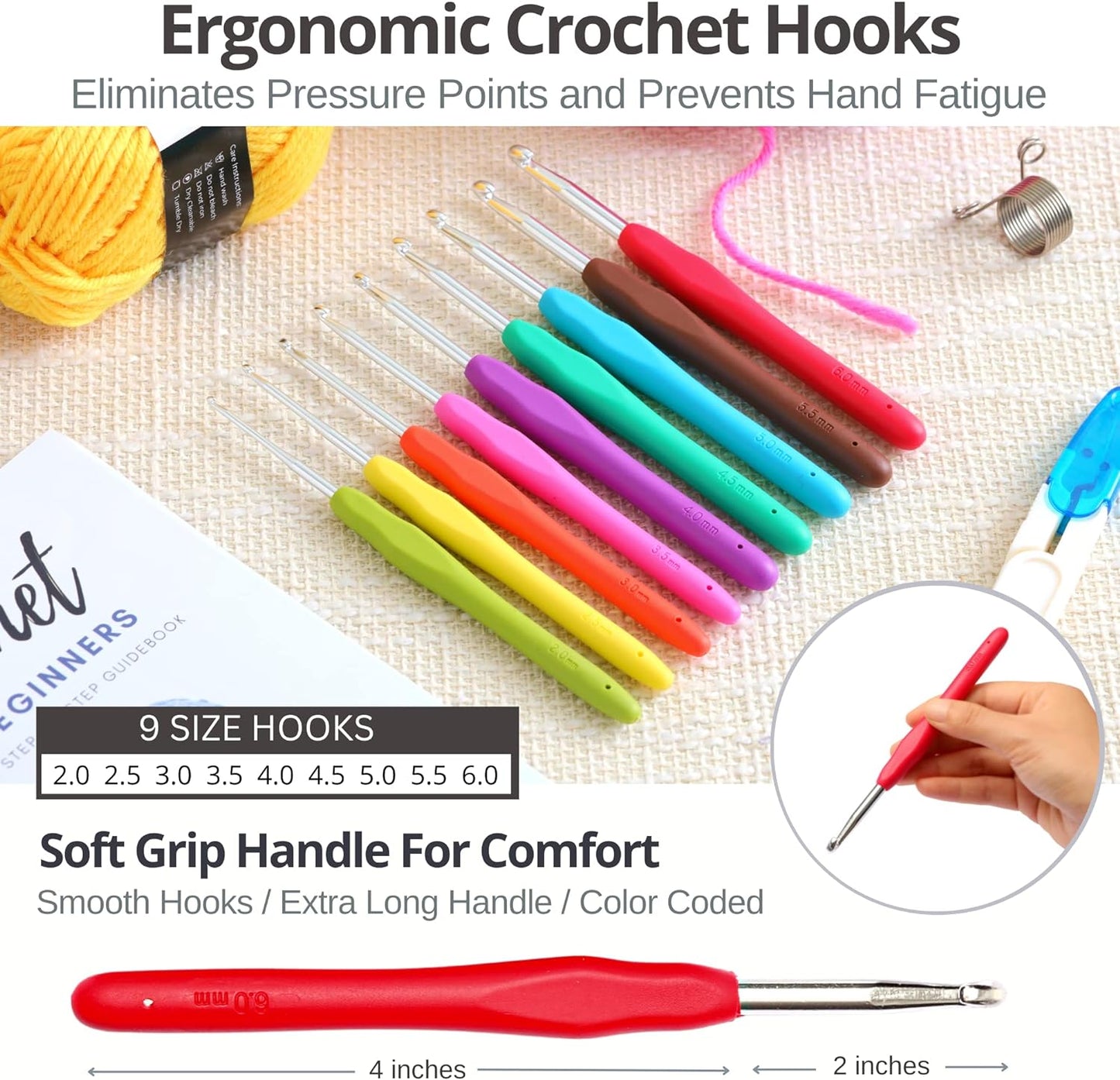 Crochet Kit for Beginners Adults and Kids - Make Amigurumi and Other Crocheting Kit Projects - Beginner Crochet Kit Includes 20 Colors Crochet Yarn, Hooks, Book, Bag - Complete Crochet Starter Kit