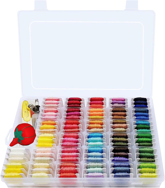 Embroidery Floss Cross Stitch Supplies, Friendship Bracelets String Kit Embroidery Floss Kits with Organizer Box - Gift for Halloween Christmas Birthday