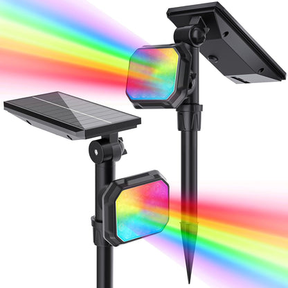 Solar Lights Outdoor Waterproof - Color Changing Solar Spot Lights Outside, Solar Powered Spotlight Landscape Lighting Halloween Spotlights for Tree Garden Yard Pathway Driveway House Christmas