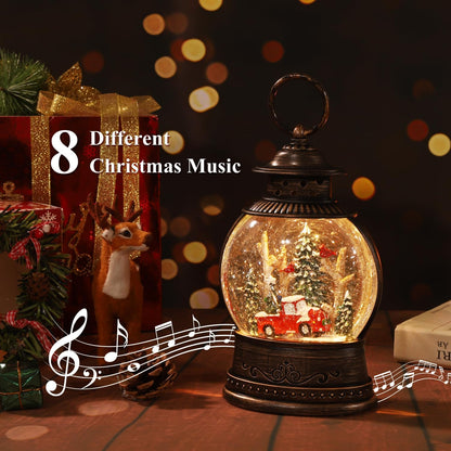 Christmas Decorations Christmas Lantern,Christmas Snow Globes,6-Hour Timer Christmas Decoration Lantern Snow Globe Lanterns Table Decoration Christmas Decorations Indoor Xmas Gifts (Pickup Truck)