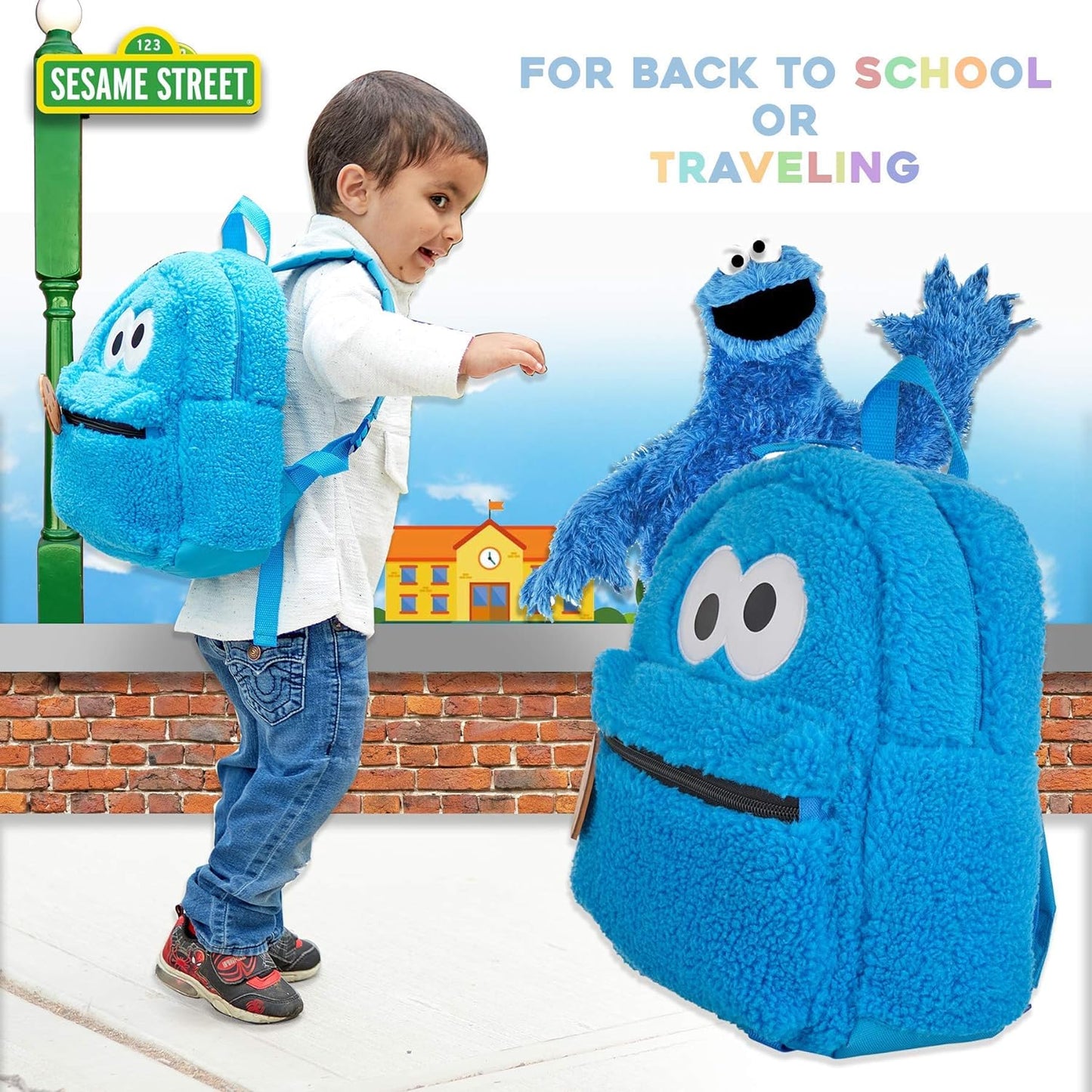 Elmo and Cookie Monster Mini Backpacks for Toddler, Boys, and Girls, School or Travel