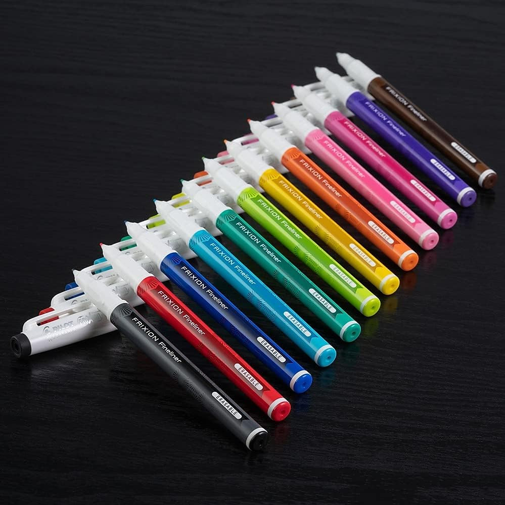 , Frixion Fineliner Erasable Marker Pens, Fine Point 0.7 Mm, Pack of 12, Assorted Colors