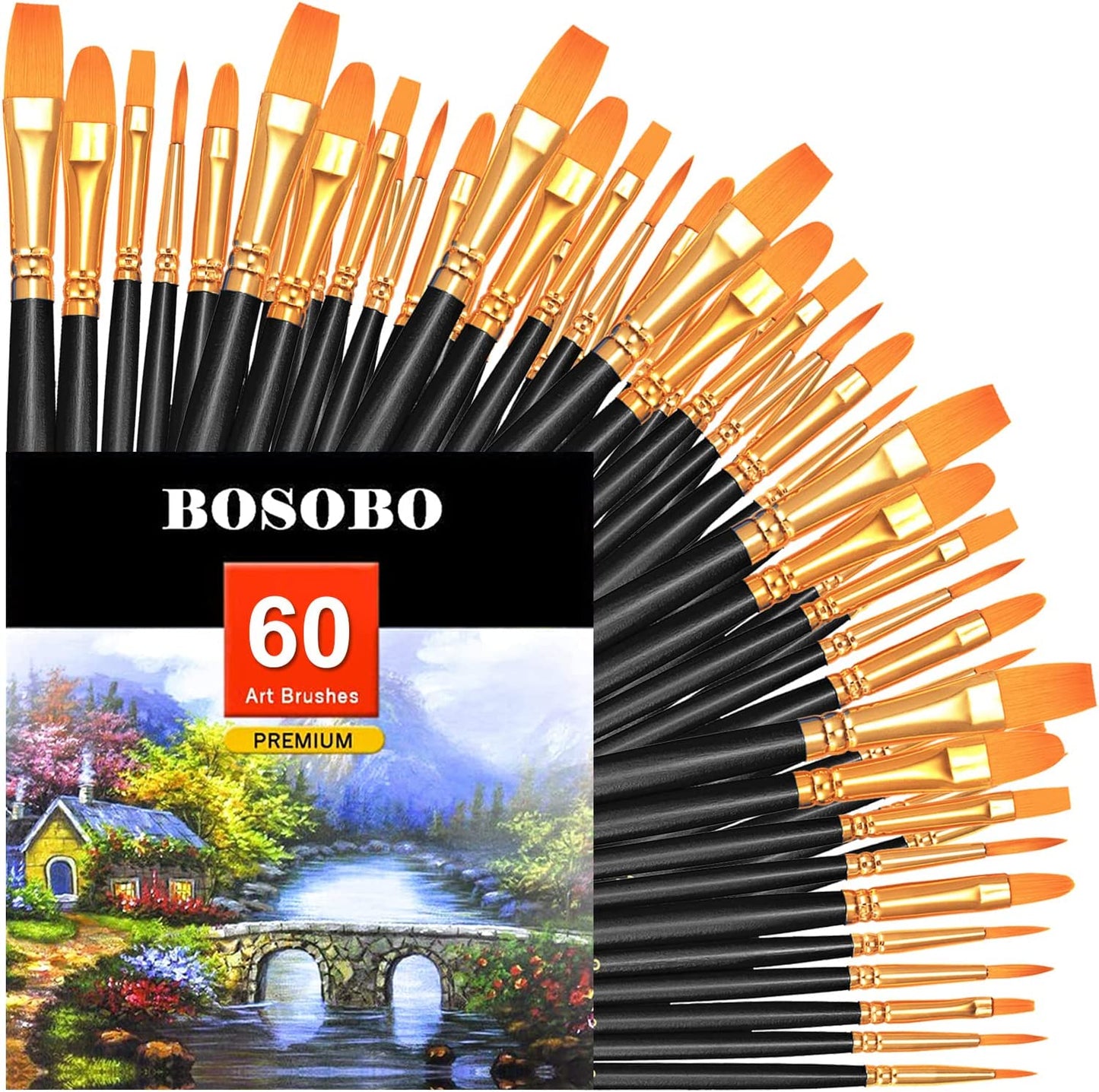 Paint Brushes Set, 2 Pack 20 Pcs Round-Pointed Tip Paintbrushes Nylon Hair Artist Acrylic Paint Brushes for Acrylic Oil Watercolor, Face Nail Art, Miniature Detailing & Rock Painting, Blue