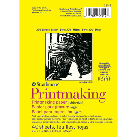 300 Series Printmaking Pad, Glue Binding, 40 Sheet, 5x7 inch, 1 Count