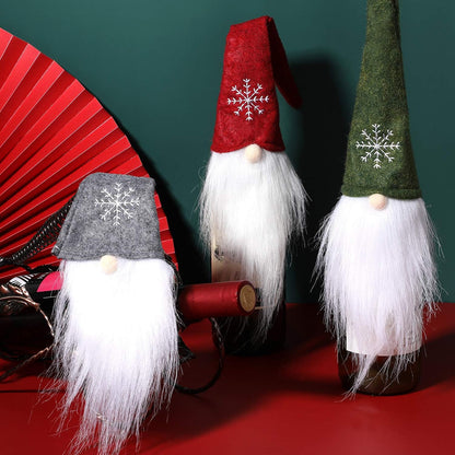 9 Pieces Christmas Gnomes Wine Bottle Topper Cover Swedish Tomte Decorative Wine Bottle Topper Cover for Christmas Decorations (Cute Style)