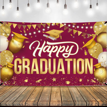 , Congratulations Grad Banner - Large, 72X44 Inch | Glitter Black and Gold Graduation Backdrop, Graduation Decorations Class of 2024 | Congratulations Banner, 2024 Graduation Party Decorations