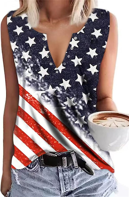 Women American Flag Shirt 4Th of July Independence Day Tank Tops Stars Stripes USA Patriotic Sleeveless Tee