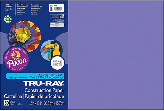 Pacon 103041  Construction Paper, 76 Lbs., 12 X 18, Violet, 50 Sheets/Pack