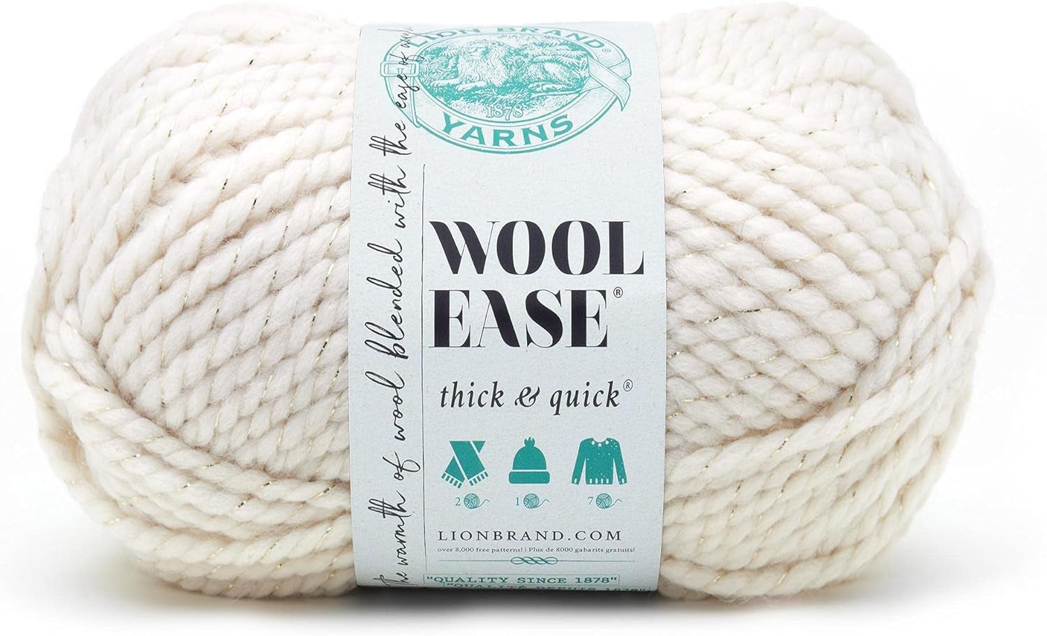 Wool-Ease Thick & Quick Yarn, Soft and Bulky Yarn for Knitting, Crocheting, and Crafting, 1 Skein, Fossil