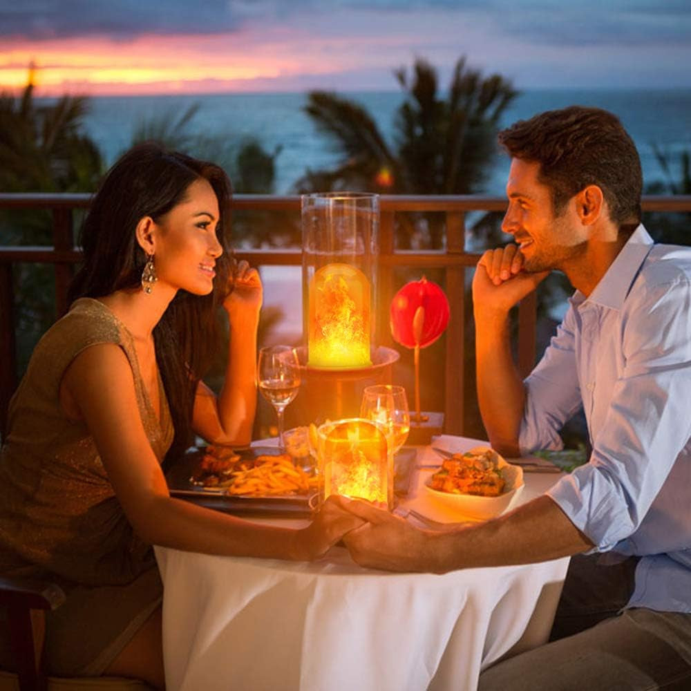 LED Flame Light Bulbs, 4 Modes Flickering Light Bulbs, E26 Base Fire Flame Bulb, Halloween, Christmas Party Porch Outdoor and Indoor Home Decorations(Yellow, 2 Pack)