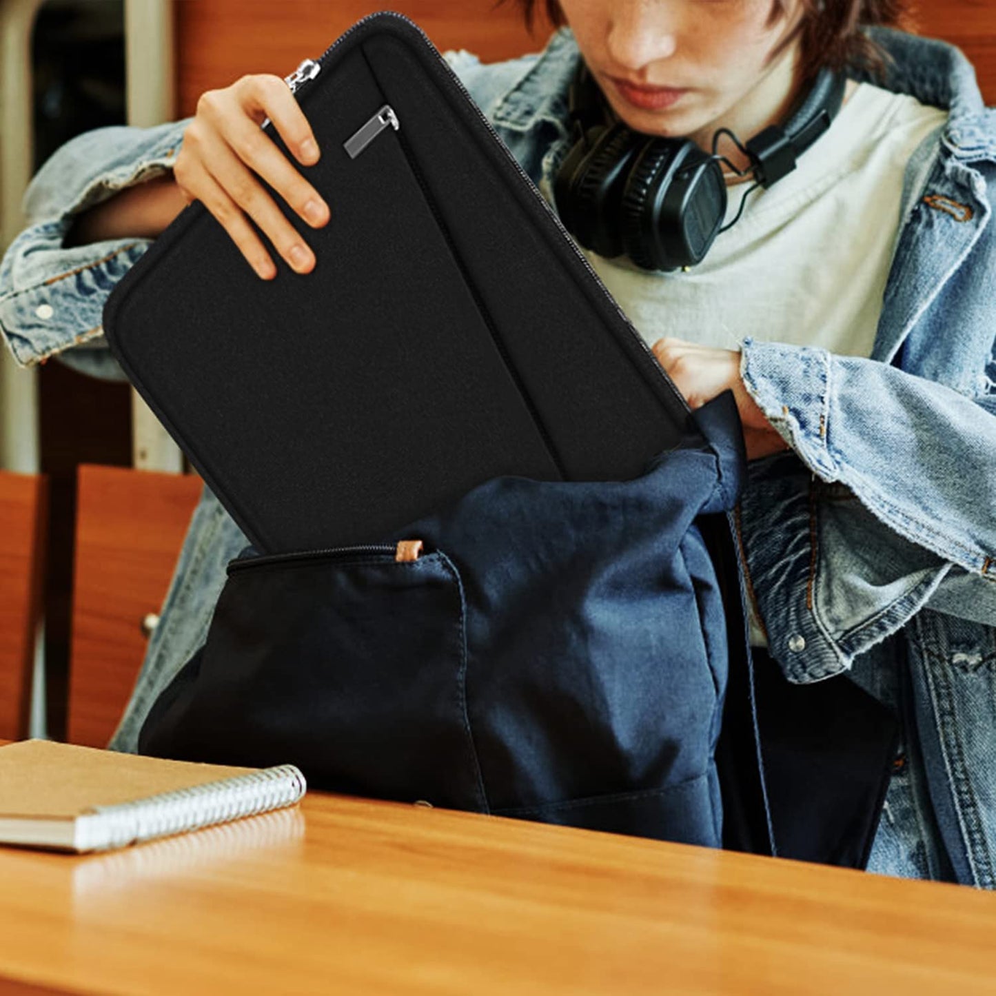 Laptop Sleeve Case, 15.6 Inch Laptop Bag, Durable Computer Carrying Bag Protective Case Briefcase Handbag with Front Pocket, Slim Laptop Cover for 15.6 Inch HP, Dell, Lenovo, Asus, Notebook, Blue