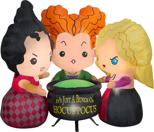 4.5 Ft Tall Airblown Inflatable Hocus Pocus Sanderson Sisters Scene Disney Halloween Decor