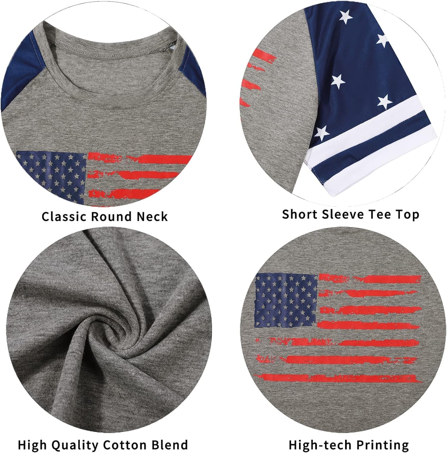 American Flag T Shirt Patriotic Shirts Women Veteran Shirt Raglan Short Sleeve Stars Stripes Top Tees