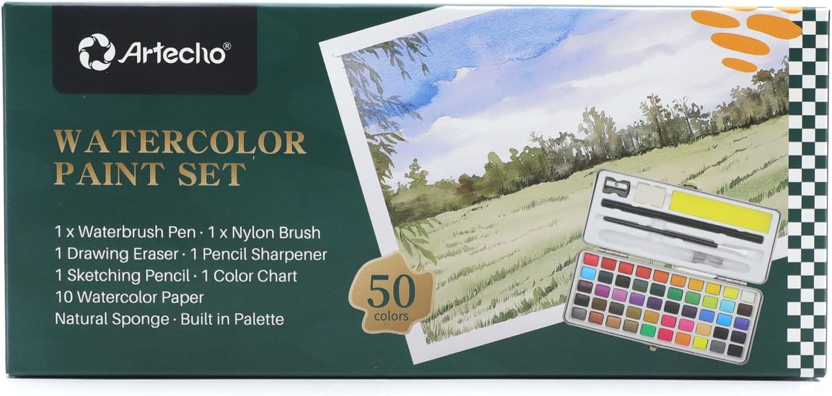 Watercolor Paint Set 50 Colors, Travel Watercolor Set with Watercolor Papers and Brushes, Ideal for Amateur Hobbyists, Painting Lovers and Artists