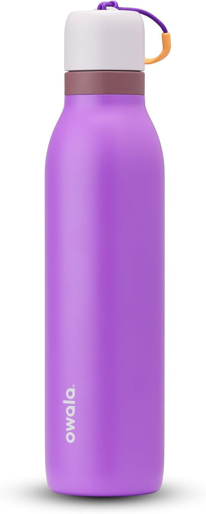 Freesip Twist Insulated Stainless Steel Water Bottle with Straw for Sports and Travel, Bpa-Free, 24-Oz, Pink/Purple (Dreamy Field)
