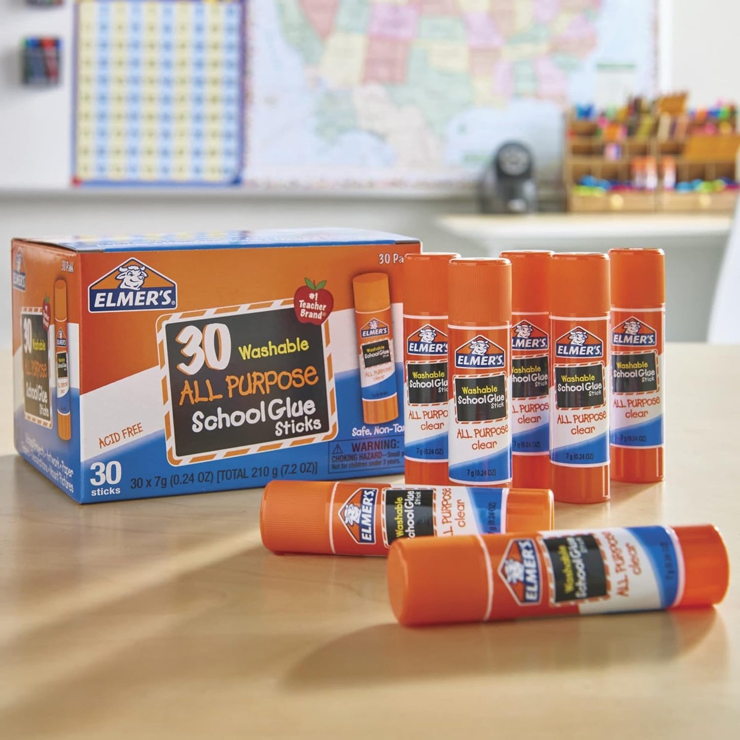 All Purpose School Glue Sticks, Washable, 7 Grams, 30 Count