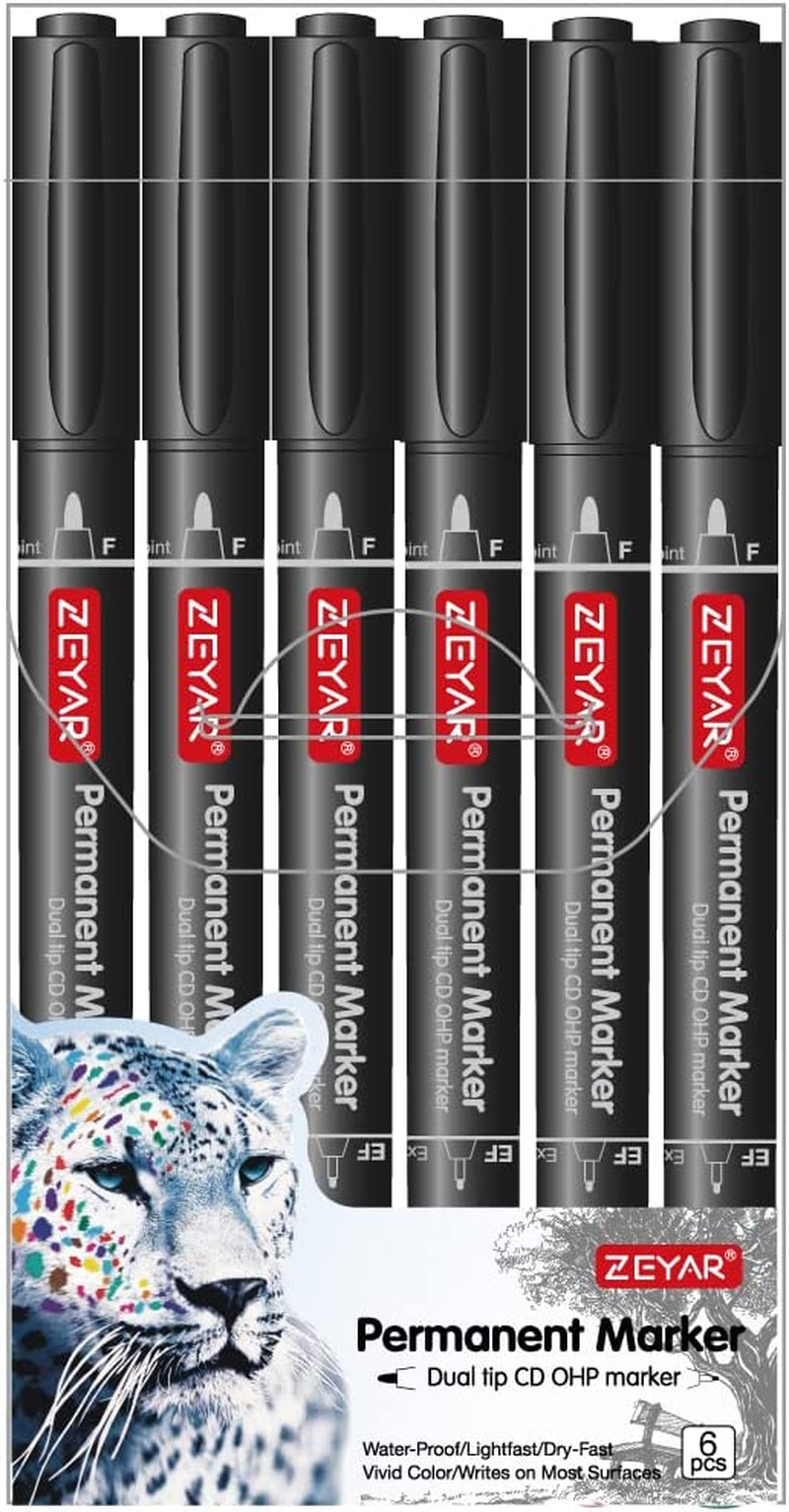 Twin Tip Permanent Markers, CD/DVD Markers, 4 Color, Ultra Fine Point and Fine Point for Signature and Marking (3 Black, 1 Red, 1 Green, 1 Blue)