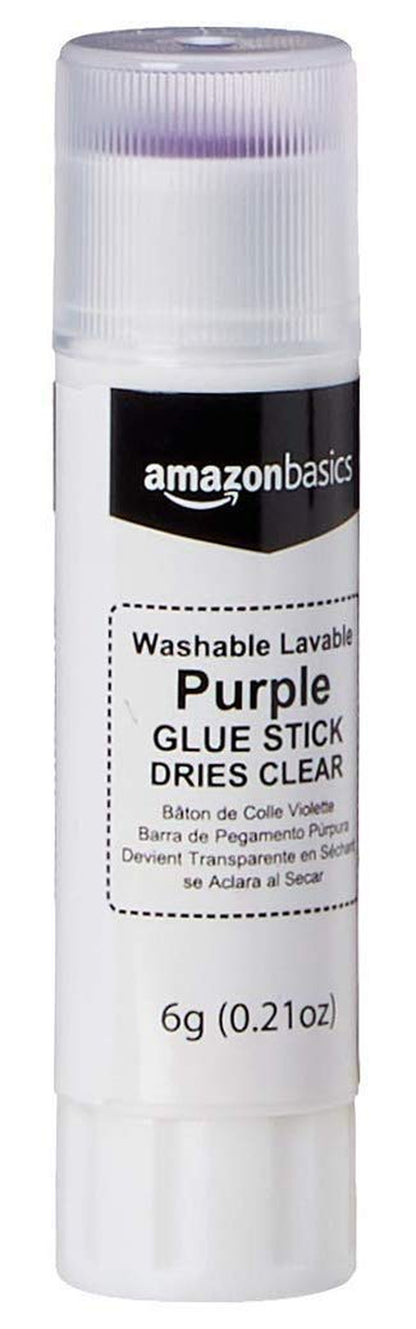 Purple Washable School Glue Sticks, Dries Clear, 0.21 Oz Stick, 4-Pack