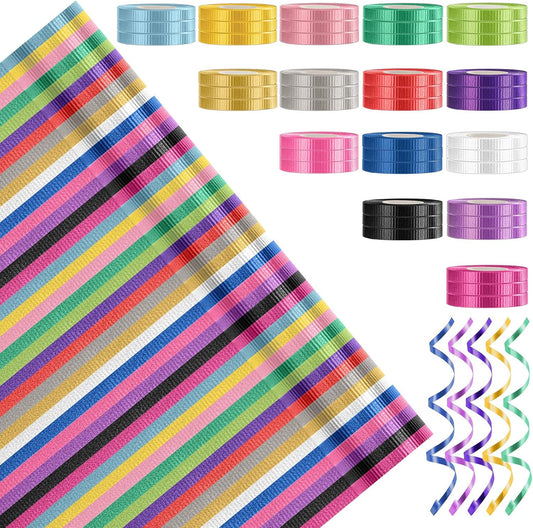 45 Roll 15 Colors Curling Ribbons for Crafts Bows Present Wrapping Florist Wedding Party Festival Art Craft Decor, Separate Rolls, 11 Yards per Roll, 3/16 Inch Wide 3/16" - Set2
